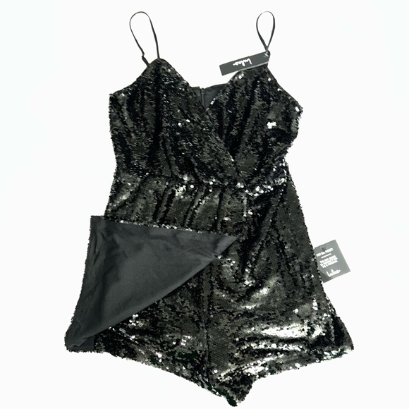 Lulu's Black Sequin Wrap Jumpsuit - Picture 13 of 14